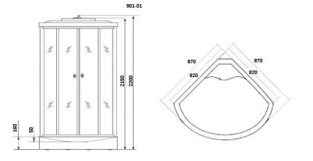 Душевая кабина Niagara Ultra 9010135 90х90 четверть круга с крышей ориентация универсальная