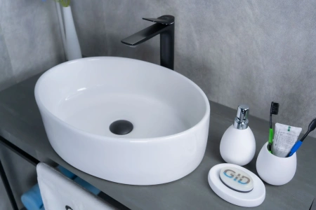 Раковина керамическая Gid Lago 51106 50х40 накладная цвет белый без отверстий под смеситель