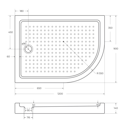 Душевой поддон Cezares TRAY-A-RH-120/90-550-15-W-L 120х90 акрил белый - фото 2