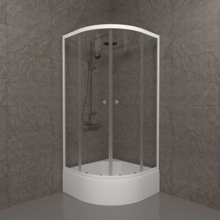 Душевой уголок Тритон Ультра Щ0000061788 100х100 стекло прозрачное профиль белый с поддоном