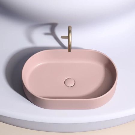 Раковина из сантехнического фарфора Ceramica Nova ELEMENT CN6048MP 60х40 накладная цвет розовый без отверстий под смеситель