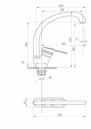 Смеситель для кухни FAUZT FZs-863-130 на мойку хром