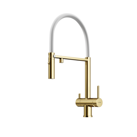 Смеситель для кухни Sancos Imola SC4010BG на мойку брашированное золото/белый