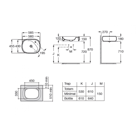Раковина Roca 73270B8630 60х40 накладная цвет белый