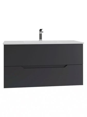 Тумба с раковиной Orange Line Li-100Tub+Ra 100х50 подвесная цвет черный