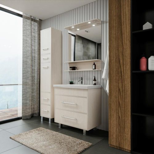 Зеркало с подсветкой Бриклаер 4627125414954 80х90 цвет светлая лиственница - фото 5