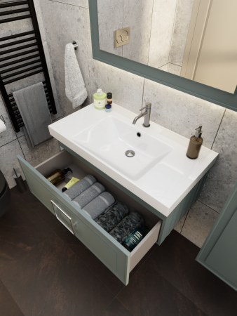 Тумба с раковиной La Fenice Cubo TWIN NFNC-01-CUB-G-80-2-3-80 80х50 подвесная цвет серый