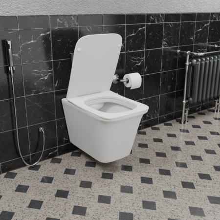 Унитаз подвесной CeramaLux 2622E белый с сиденьем микролифт каскадный смыв