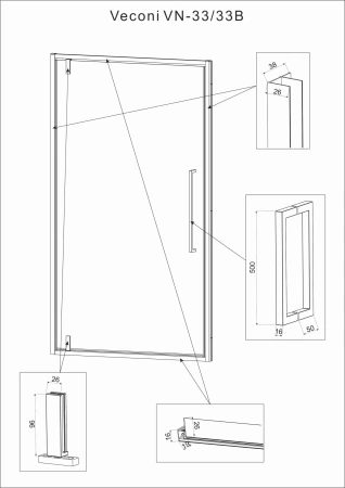Душевая дверь Veconi Vianno VN33B-80-01-C7 80х195 стекло прозрачное профиль черный