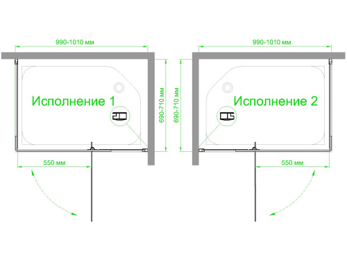 Душевой уголок Royal Bath HPVD RB7010HPVD-C-BL 100х70 стекло матовое профиль черный без поддона - фото 4