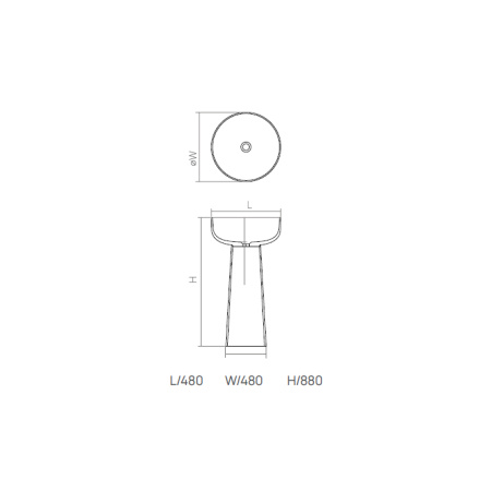 Раковина керамическая Dea Design Pedestal Basin DD2027 480 16 50х50 напольная цвет черный без отверстий под смеситель