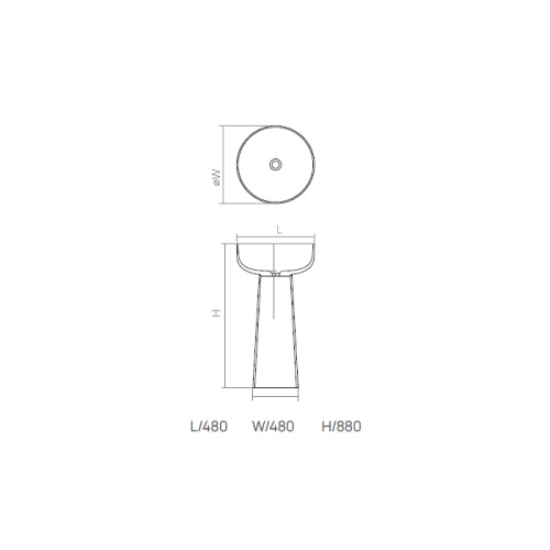 Раковина керамическая Dea Design Pedestal Basin DD2027 480 R4 50х50 напольная цвет черный без отверстий под смеситель - фото 2