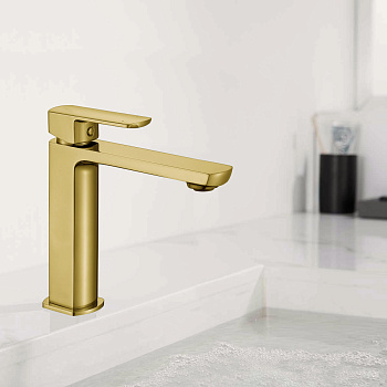 Смеситель Vincea Next VBF-1N1BG на раковину брашированное золото