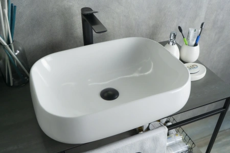 Раковина керамическая Gid Geométrico 51135 60х40 накладная цвет белый без отверстий под смеситель