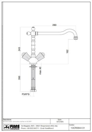 Смеситель для раковины Fiore Venere Sky 13CR0644 на столешницу хром