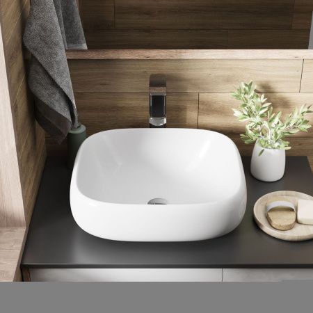 Раковина из сантехнического фаянса Grossman Falcon GR-3053 50х40 накладная цвет белый без отверстий под смеситель