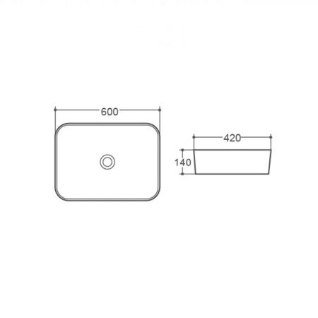 Раковина из сантехнического фарфора Vincea VBS-304 60х40 накладная цвет белый без отверстий под смеситель