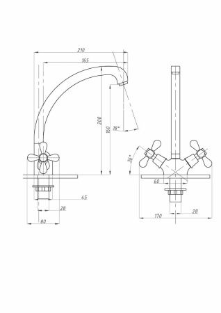 Смеситель для кухни FAUZT FZs-258-10 на мойку хром