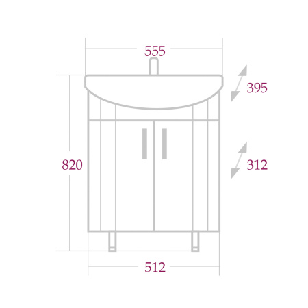 Тумба под раковину Onika Лига 105554 52х31х68 напольная