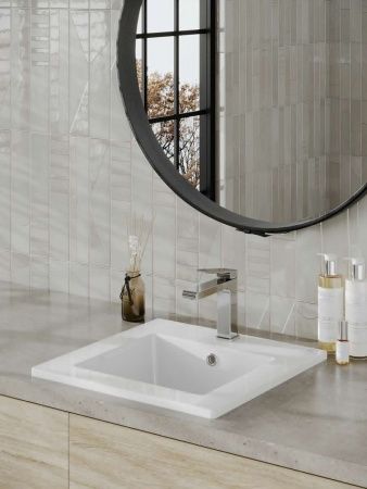 Раковина из сантехнического фарфора Orange B03-410w 40х40 встраиваемая цвет белый