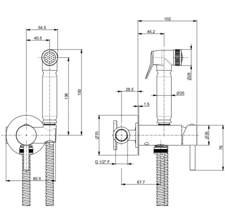 Гигиенический душ со смесителем Kerama Marazzi NOTA 27405KM.21.018 хром
