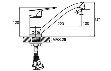Смеситель для кухни D-Lin D153309-2 на мойку хром
