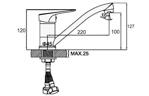 Смеситель для кухни D-Lin D153302-2 на мойку хром - фото 2