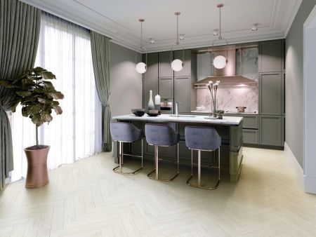 SPC ламинат CronaFloor Herringbone Дуб Нант H003 Т070823 толщина 0,45 см 42 класс 640х128