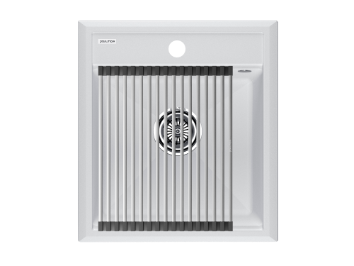 Мойка кухонная Paulmark PM114651-WH+R375-BS 46х51 белый/брашированная нержавеющая сталь
