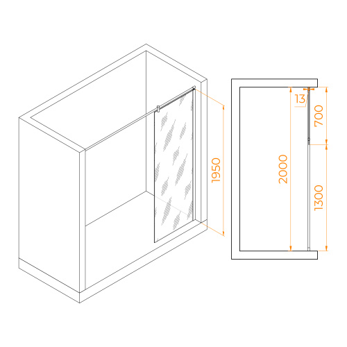Душевая перегородка RGW Walk In 351003407-11 70х195 стекло прозрачное профиль хром глянцевый - фото 2 Душевая перегородка RGW Walk In 351003407-11 70х195 стекло прозрачное профиль хром глянцевый - фото 2