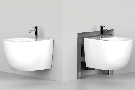 Комплект унитаз с инсталляцией с клавишей смыва с биде ABBER Bequem AC1100-AC0105-AC0121-AC1150-AC0101P