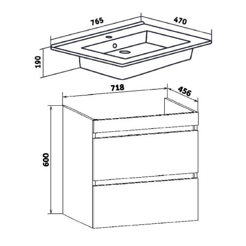 Тумба под раковину Runo Манхэттен 00-00001019 70х50 подвесная цвет серый/белый - фото 3
