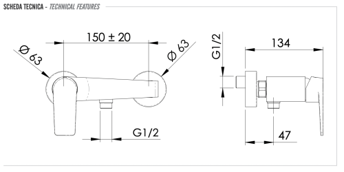 Смеситель для душа Remer Dream D33 настенный хром без термостата - фото 2