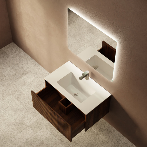 Тумба с раковиной ArtDecco Camilla (Камилла) ACM08W22S200 80x45x40 подвесная цвет черный орех - фото 3