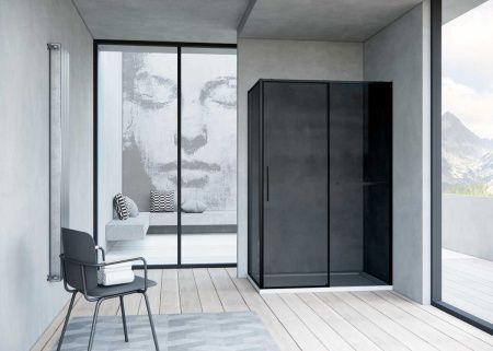 Душевой уголок Vincea Slim Soft VSR-1SS9012CGB 120х90 стекло тонированное профиль черный без поддона