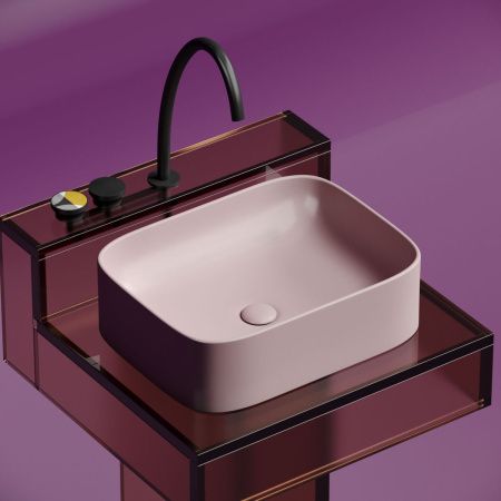 Раковина из сантехнического фарфора Ceramica Nova ELEMENT CN6052MP 50х40 накладная цвет розовый без отверстий под смеситель