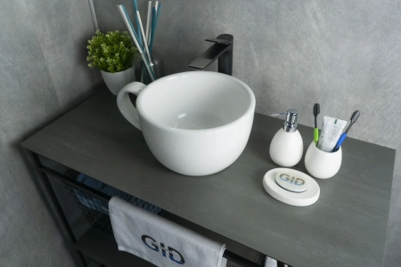 Раковина керамическая Gid Creativo 51186 40х30 накладная цвет белый без отверстий под смеситель