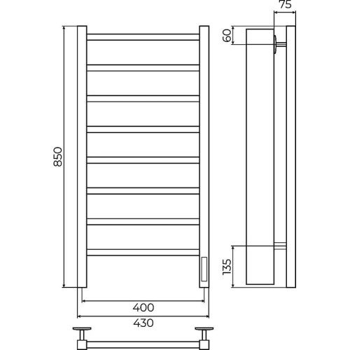 Полотенцесушитель Terminus 4670078557155 43х85 электрический хром - фото 3