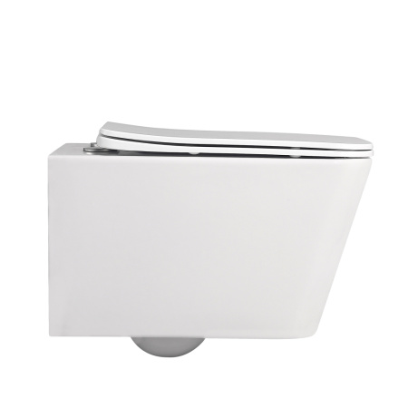 Унитаз подвесной Abber Rechteck AC1201MW белый матовый с сиденьем микролифт безободковый каскадный смыв