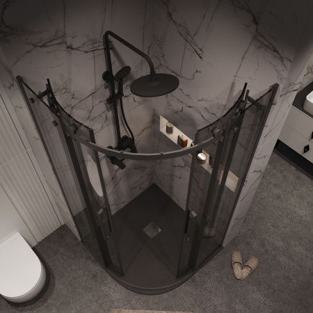 Душевой уголок Grossman Classic 301.K33.04.9090.21.10 90х90 стекло тонированное профиль черный без поддона