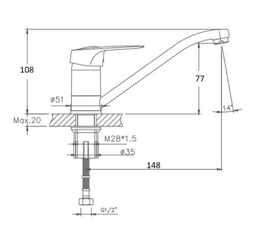 Смеситель для кухни Cron CN4504-2 на мойку хром - фото 3