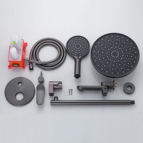 Душевая система Shevanik S4335T встраиваемая в стену цвет оружейная сталь - фото 4