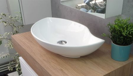 Раковина из сантехнического фаянса Velvex 78261 60х40 накладная цвет белый без отверстий под смеситель