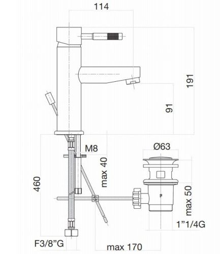 Смеситель Webert RI830102560 на раковину черный - фото 3