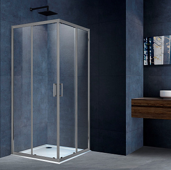 Душевой уголок Vincea Alpha VSS-3AL100CLGM 100х100 стекло прозрачное профиль вороненая сталь без поддона