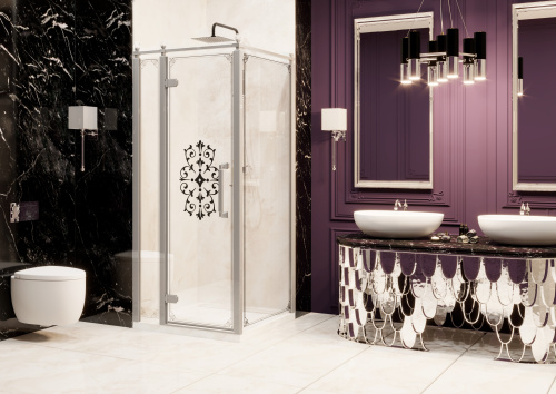 Душевой уголок Ambassador Royal 18015107-L 100х100 стекло прозрачное с рисунком профиль хром глянцевый без поддона - фото 2