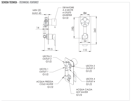 Смеситель для душа Remer Infinity i94 встраиваемый в стену хром