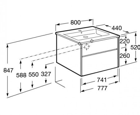 Тумба под раковину Roca Ronda ZRU9303004 80х40 подвесная цвет серый/белый