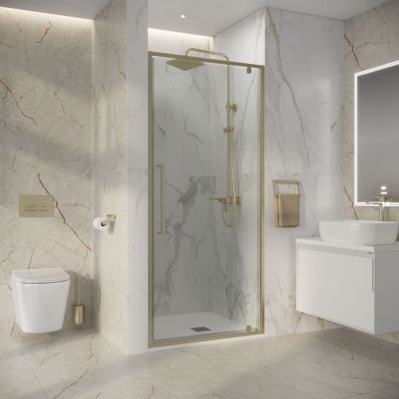 Душевая дверь Niagara Nova NG-45-10ASG 100х195 стекло прозрачное профиль золото