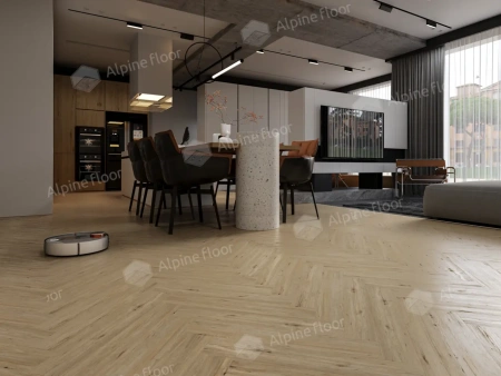 Ламинат Alpine Floor Herringbone 8 Pro New LF102-1 Дуб Лион толщина 0.8 см 33 класс 606х101
